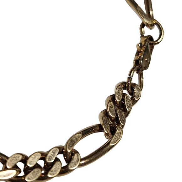Elegant Gold Tone Figaro Chain Bracelet Classic Minimalist Fashion Jewelry Women - Picture 2 of 4